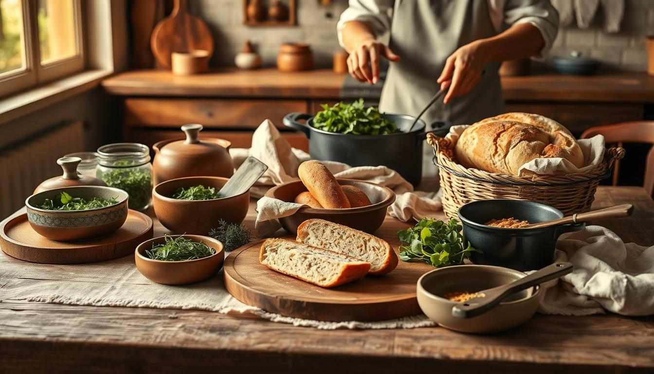 Balanced healthy meal prepared in a home kitchen
