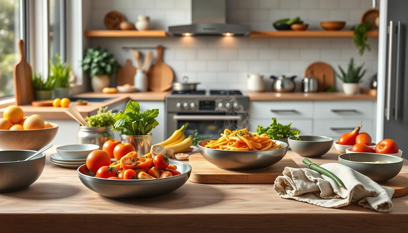 Seasonal meal prepared in a home kitchen